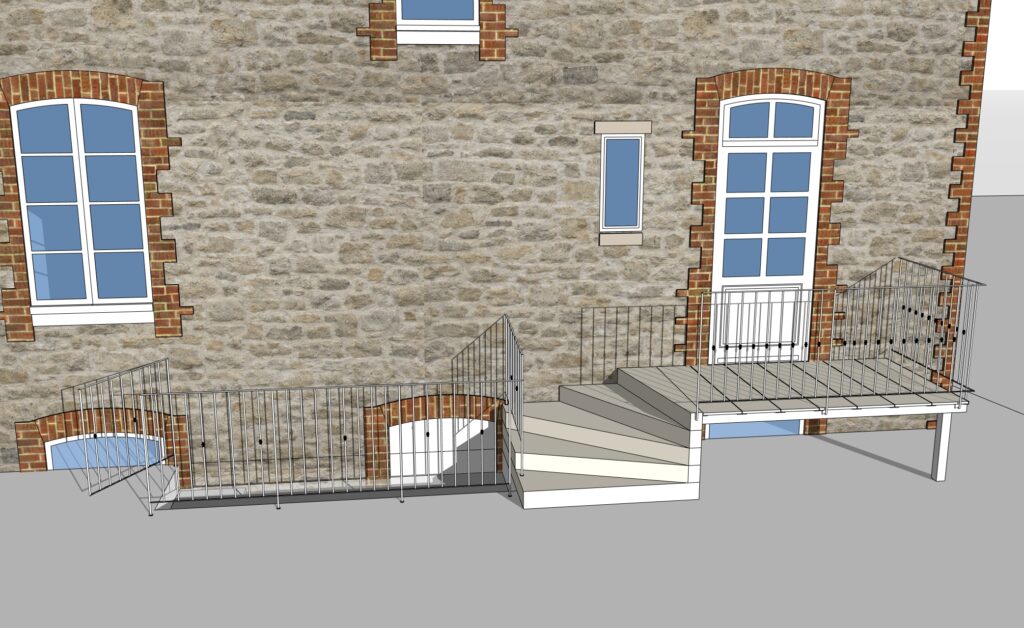 batiment escalier granit breton grv rebillon voirie dinard gris roux languedias marches dalles 